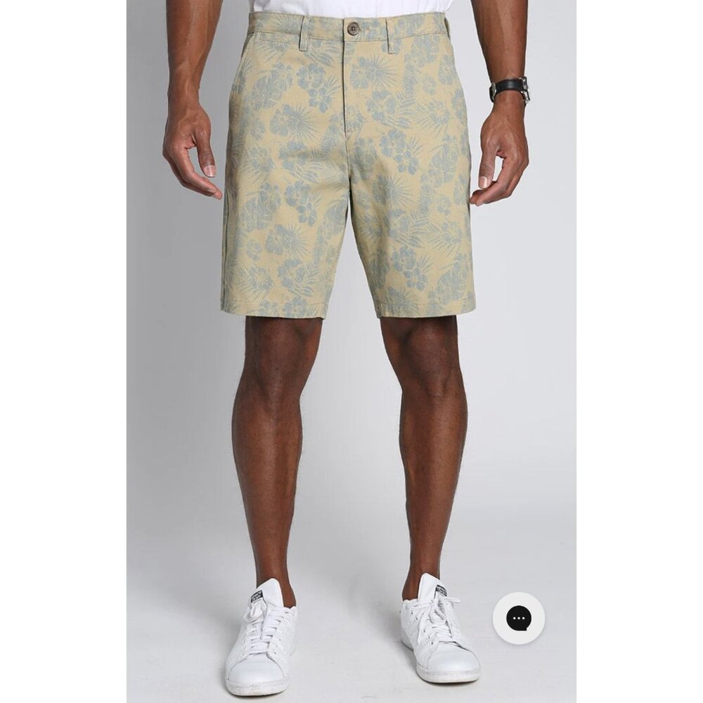 Jachs Men's Stretch Chino Short 9" Inseam Khaki Floral Print‎ Size 31 Golf Beach